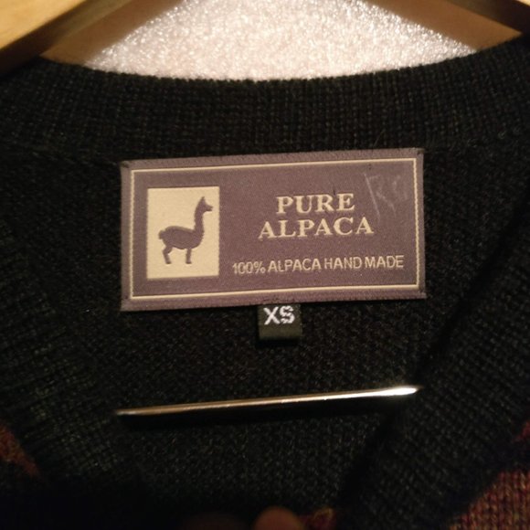 Alpaca Sweater 100% Peruvian Alpaca Tribal Knit Intarsia Sweater XS Fall/Winter - Picture 3 of 11